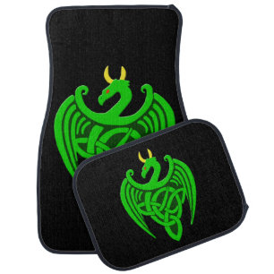 Green Celtic Dragon Car Floor Mat