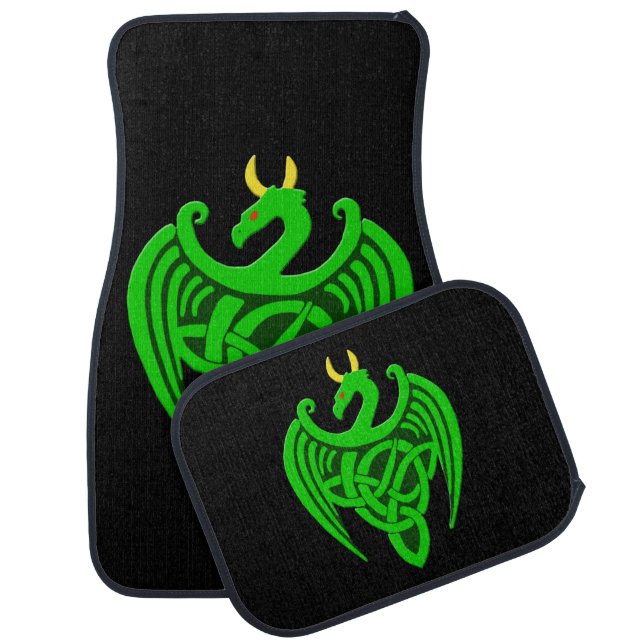 Green Celtic Dragon Car Floor Mat (Set)