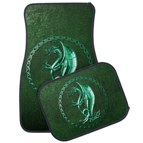 Green Celtic Dragon Car Mat