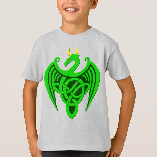 Green Celtic Dragon Child T Shirt (Front)