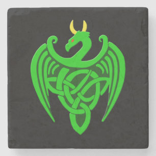 Green Celtic Dragon Coaster