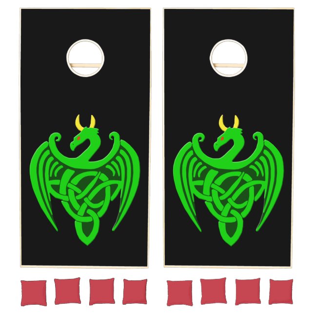 Green Celtic Dragon Cornhole Set (Set)