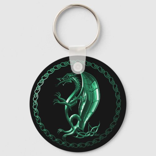 Green Celtic Dragon Keychain