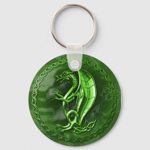 Green Celtic Dragon Keychain