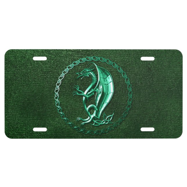 Green Celtic Dragon License Plate (Front)