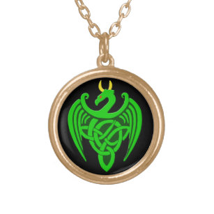 Green Celtic Dragon Necklace