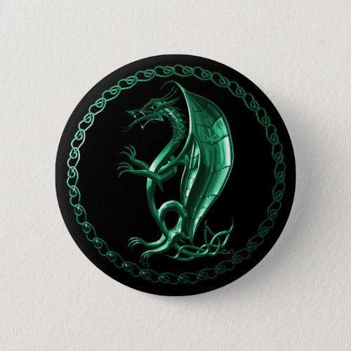 Green Celtic Dragon Pinback Button