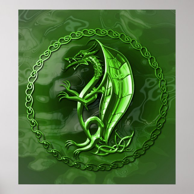 Green Celtic Dragon Poster (Front)