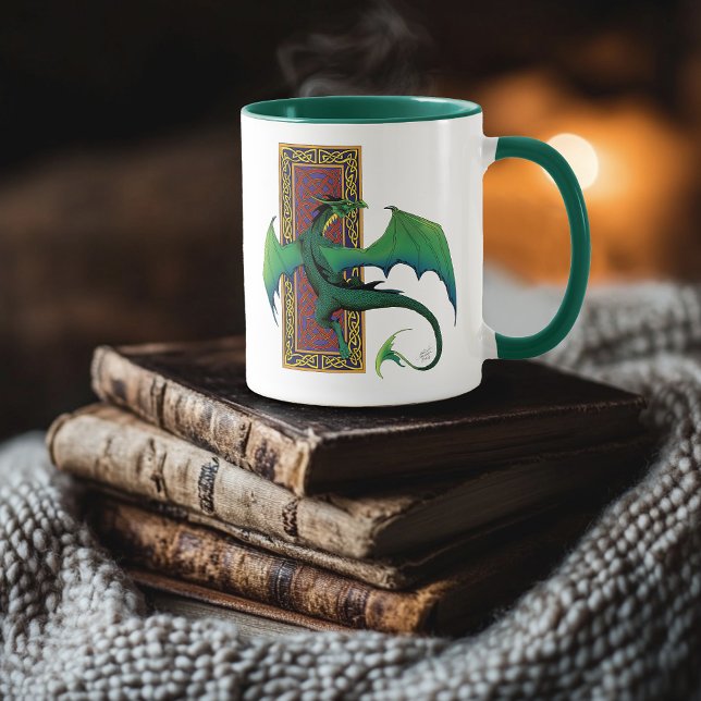 Green Celtic Dragon Purple Fantasy Knotwork Mug (Creator Uploaded)