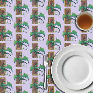 Green Celtic Dragon Purple Fantasy Knotwork Tablecloth