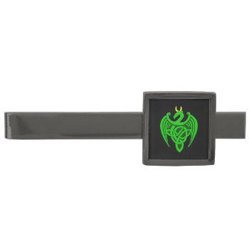 Green Celtic Dragon Tie Bar by atteestude at Zazzle
