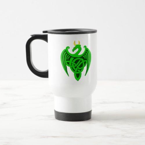 Green Celtic Dragon Travel Mug