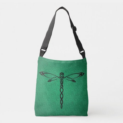Green Celtic Dragonfly  Crossbody Bag