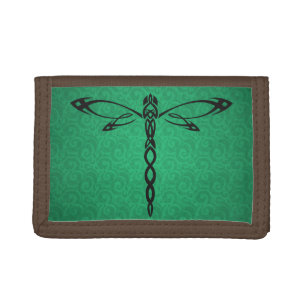 Green Celtic Dragonfly Tri-fold Wallet