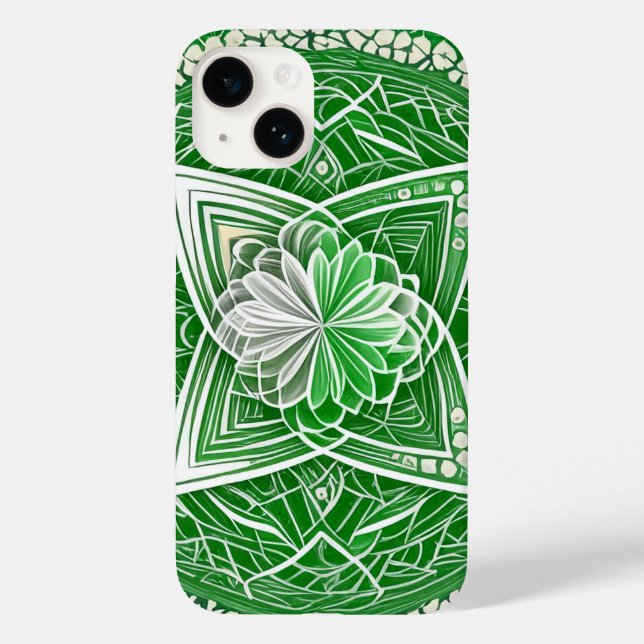 Green Celtic Flower Heart Chakra Sacred Geometry Case-Mate iPhone Case (Back)