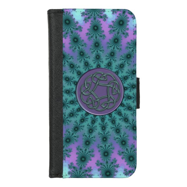Green Celtic Fractal Mandala iPhone Wallet Case (Front)