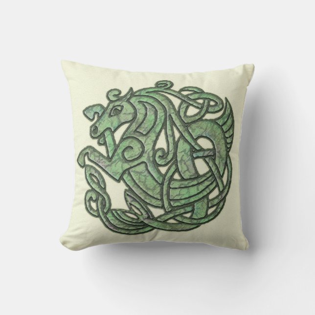 Green Celtic Horse Mojo Pillow (Front)