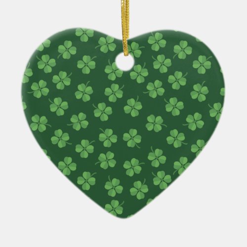 Green Celtic Irish Four Leafed Clovers St Patrick Ceramic Ornament