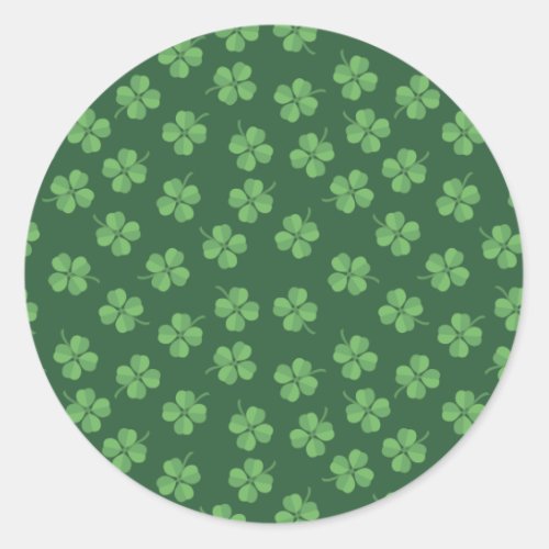 Green Celtic Irish Four Leafed Clovers St Patrick Classic Round Sticker