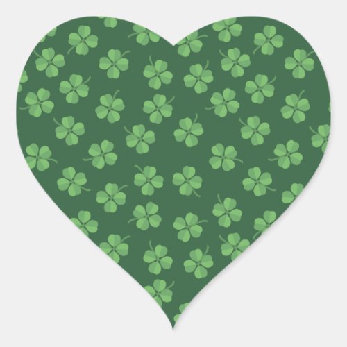 Green Celtic Irish Four Leafed Clovers St Patrick Heart Sticker