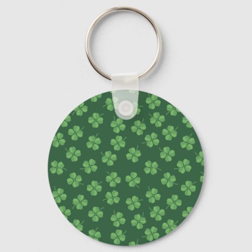 Green Celtic Irish Four Leafed Clovers St Patrick Keychain