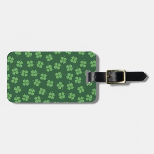 Green Celtic Irish Four Leafed Clovers St Patrick Luggage Tag