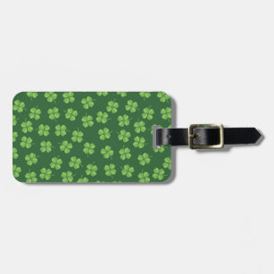 Green Celtic Irish Four Leafed Clovers St. Patrick Luggage Tag