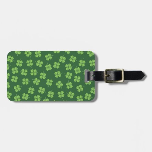 Green Celtic Irish Four Leafed Clovers St Patrick Luggage Tag