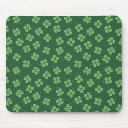 Green Celtic Irish Four Leafed Clovers St Patrick Mouse Pad