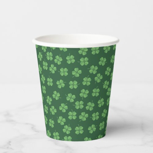 Green Celtic Irish Four Leafed Clovers St Patrick Paper Cups