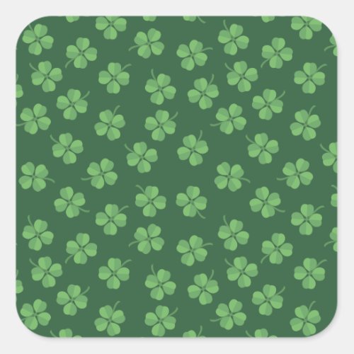 Green Celtic Irish Four Leafed Clovers St Patrick Square Sticker