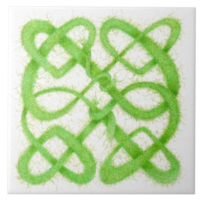 GREEN CELTIC KNOT 6" Ceramic Tile (Front)