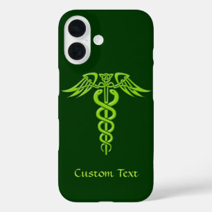 Green Celtic Knot Caduceus iPhone 16 Case