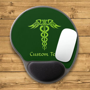 Green Celtic Knot Caduceus Gel Mouse Pad
