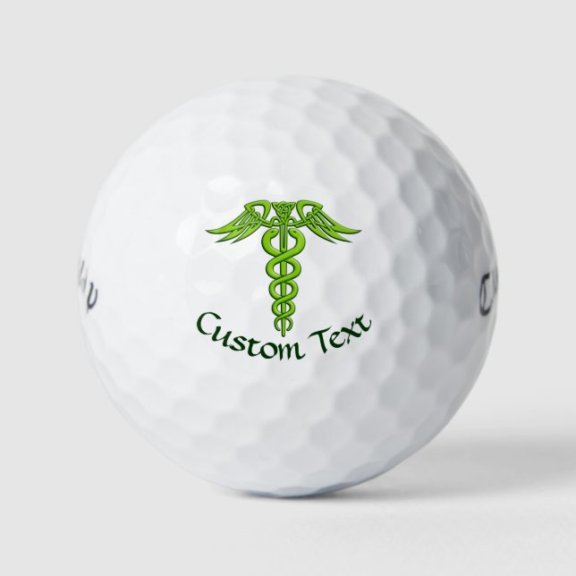 Green Celtic Knot Caduceus Golf Balls (Front)