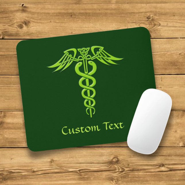 Green Celtic Knot Caduceus Mouse Pad (Creator Uploaded)