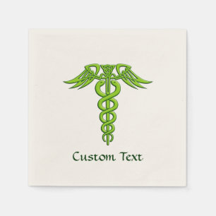 Green Celtic Knot Caduceus Napkins