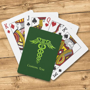 Green Celtic Knot Caduceus Poker Cards