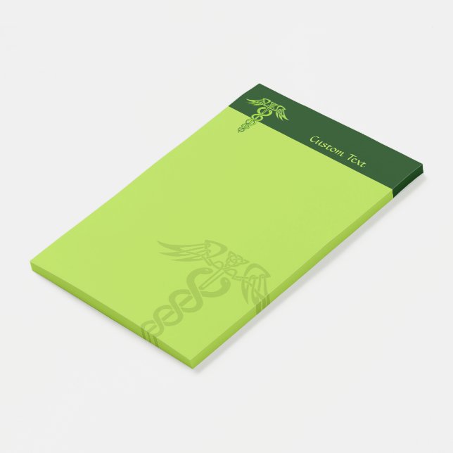 Green Celtic Knot Caduceus Post-it Notes (Angled)