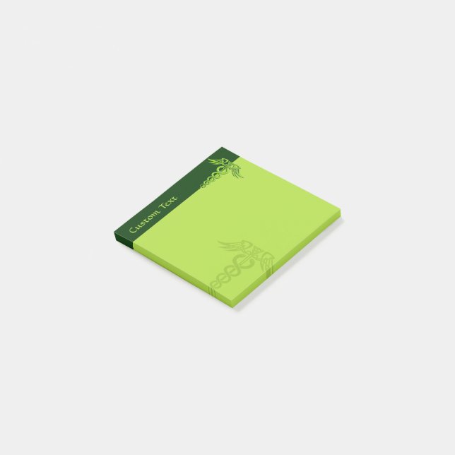 Green Celtic Knot Caduceus Post-it Notes (Angled)
