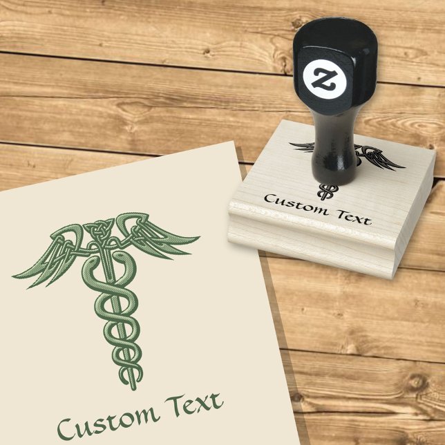Green Celtic Knot Caduceus Rubber Stamp (Creator Uploaded)