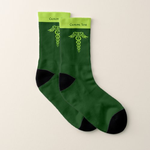 Green Celtic Knot Caduceus Socks
