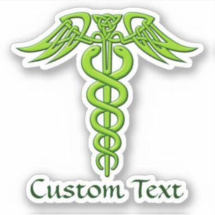 Green Celtic Knot Caduceus Sticker