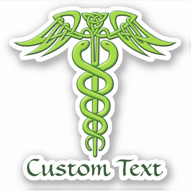 Green Celtic Knot Caduceus Sticker (Front)