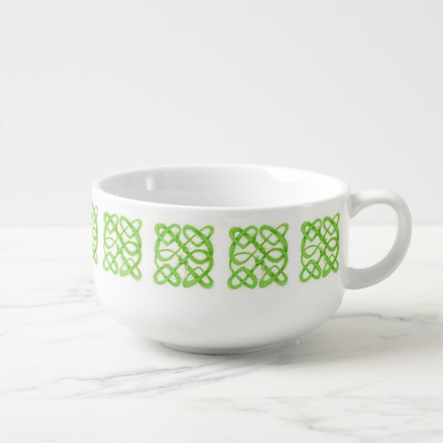 GREEN CELTIC KNOT Cereal or Soup Mug (Left)