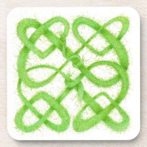 GREEN CELTIC KNOT Hard Plastic Coasters