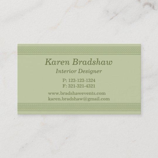 Green Celtic Knot Interior Designer Business Cards