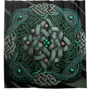 Green Celtic Knot Irish Shower Curtain