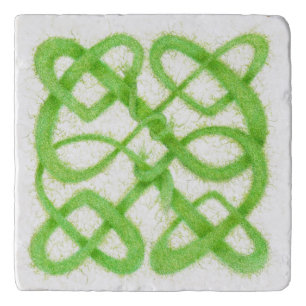 GREEN CELTIC KNOT Marble Trivet
