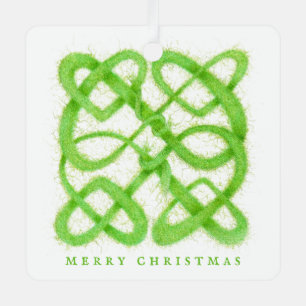 GREEN CELTIC KNOT Metal Square Ornament + Text